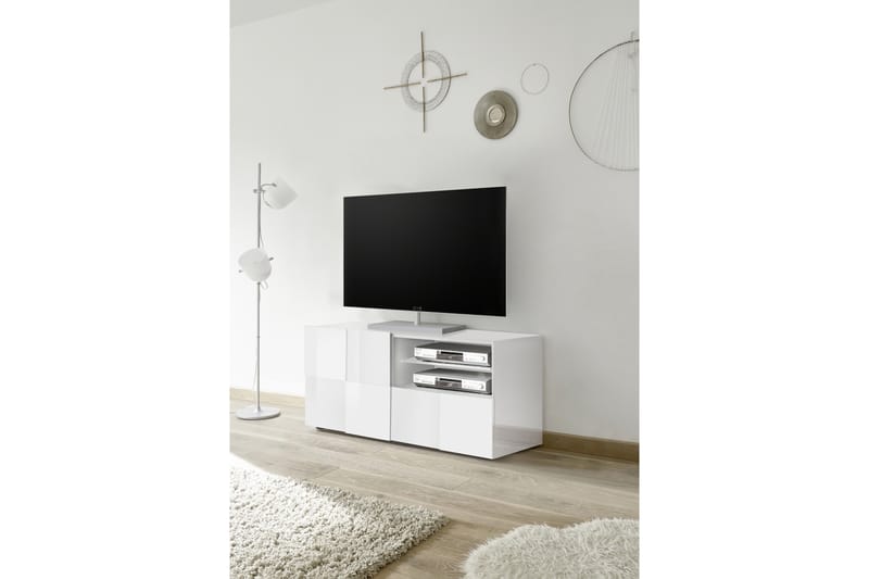 Dama TV-Bord 121 cm - Hvid Højglanslak - TV-borde