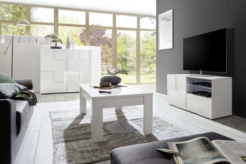 Dama TV-Bord 121 cm - Hvid Højglanslak - Møbler - TV borde & mediemøbler - TV-borde