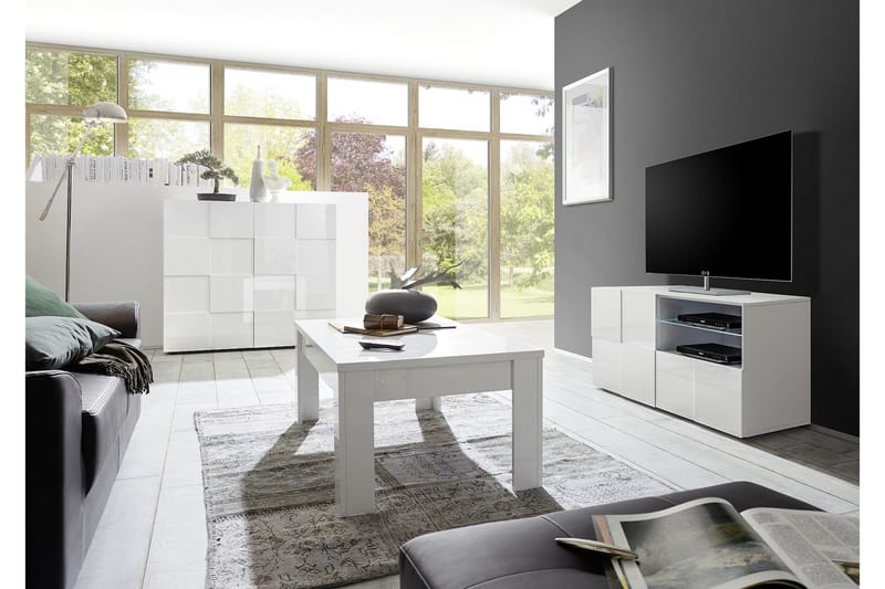 Dama TV-Bord 121 cm - Hvid Højglanslak - Møbler - TV borde & mediemøbler - TV-borde