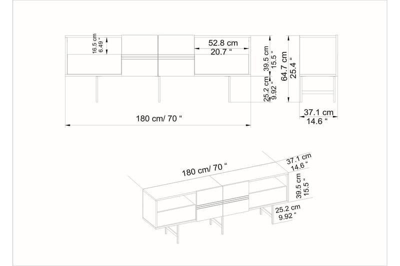 Dasaki TV-bord 180 cm - Hvid - TV-borde