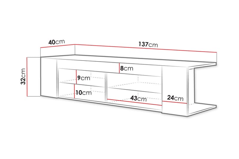 Davalos Gulvstående TV-bænk 137 cm med Opbevaring i Eg - Brun - Møbler - TV borde & mediemøbler - TV-borde