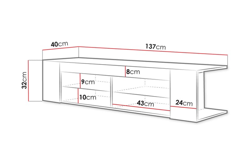 Davalos TV-Bord 137 cm - Eg - TV-borde