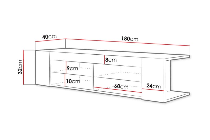 Davalos TV-Bord 180 cm - Eg - Møbler - TV borde & mediemøbler - TV-borde