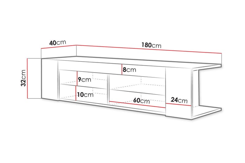 Davalos TV-Bord 180 cm - Eg - Møbler - TV borde & mediemøbler - TV-borde