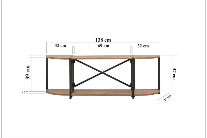 Debesis TV-Bord 138 cm - Brun/Sort - TV-borde