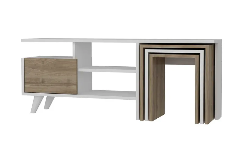 Decorotika TV-bænk 120 cm - Hvid/valnød - Møbler - TV borde & mediemøbler - TV-borde