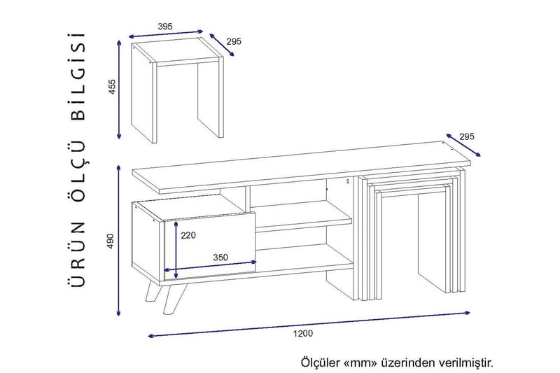 Decorotika TV-bænk 120 cm - Hvid/valnød - TV-borde