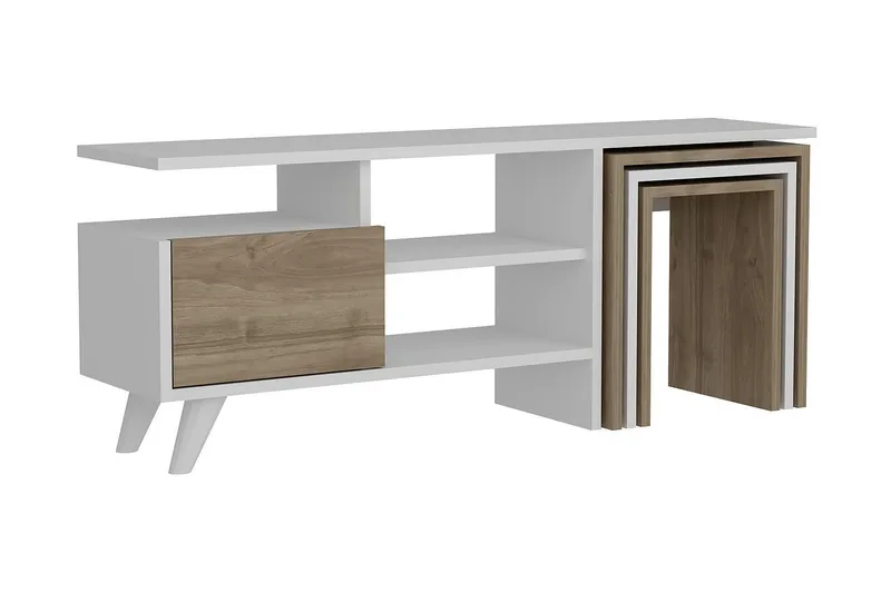 Decorotika TV-bænk 120 cm, Hvid/valnød