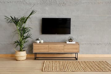 Degerfors Gulvstående TV-bænk 140 cm med Opbevaring i Lyst Træ - Brun - Møbler - TV borde & mediemøbler - TV-borde