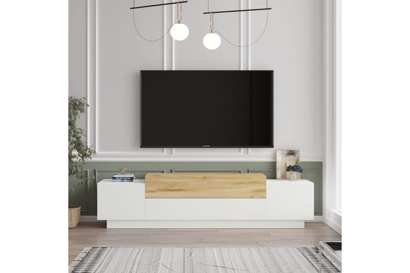 Denhamsi TV-bord 160 cm - Natur/Hvid - TV-borde