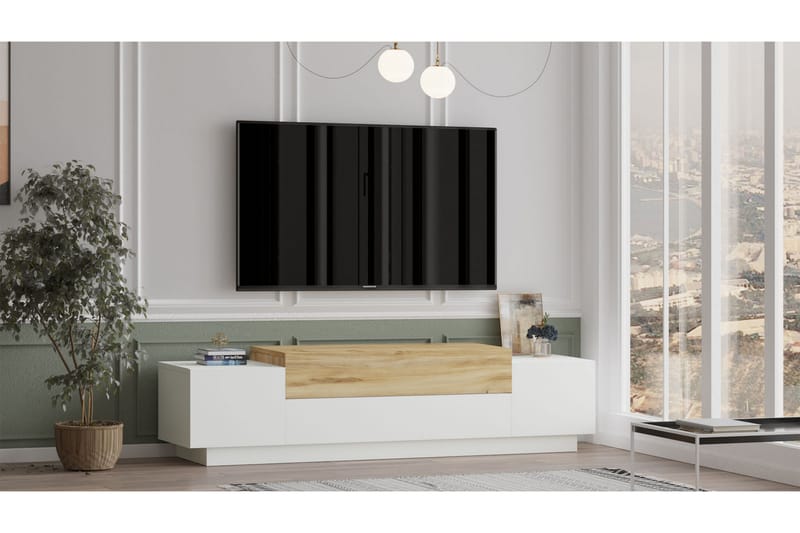Denhamsi TV-bord 160 cm - Natur/Hvid - TV-borde