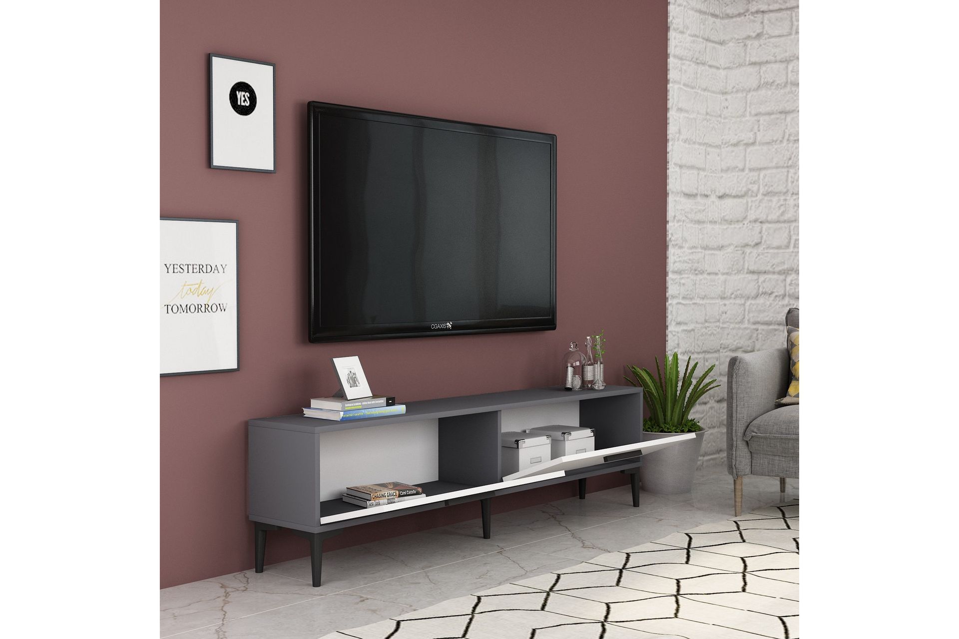 Desgrar TV-Bord 150x45 cm - Antracit - Møbler - TV borde & mediemøbler - TV-borde