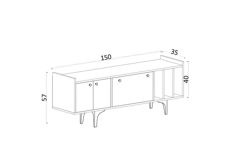 Desgrar TV-Bord 150x57 cm - Blå - TV-borde