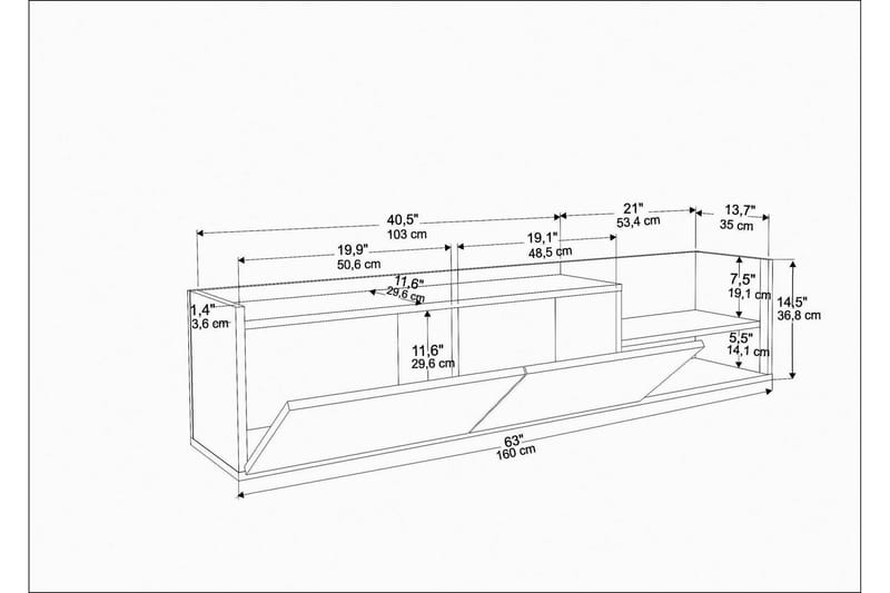 Desgrar TV-Bord 160x36,8 cm - Antracit - TV-borde