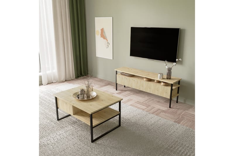 Doeworr TV-bord 140 cm - Natur - Møbler - TV borde & mediemøbler - TV-borde