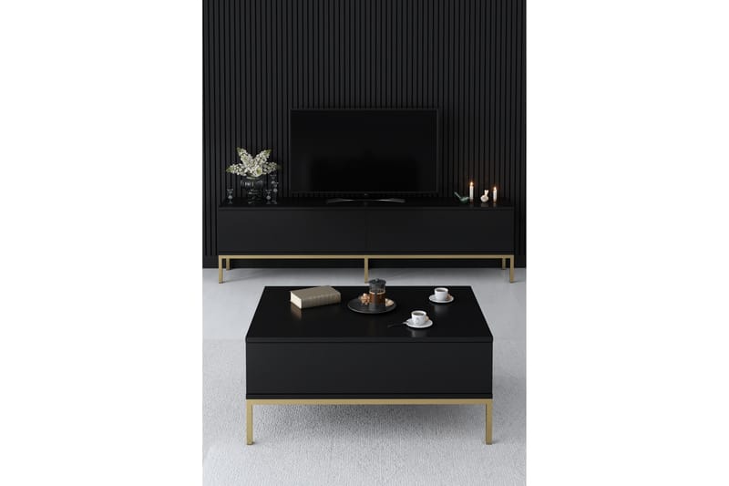 Dorlord TV-Bord 180 cm - Sort/Guld - TV-borde