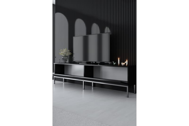 Dorlord TV-Bord 180 cm - Sort/Sølv - Møbler - TV borde & mediemøbler - TV-borde