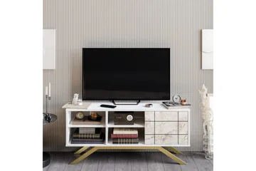 Einbeck Gulvstående Tv-bænk 130 cm med Opbevaring i Malet Træ - Hvid - Møbler - TV borde & mediemøbler - TV-borde