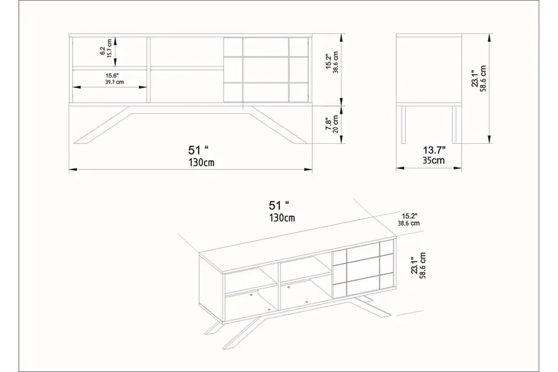 Einbeck TV-bord 130 cm - Sort - Møbler - TV borde & mediemøbler - TV-borde