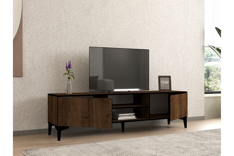 Erem TV-Bord 180 cm - Valnød finér/Sort - Møbler - TV borde & mediemøbler - TV-borde