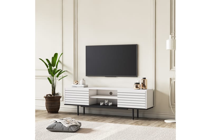 Ermita TV-bord 160 cm - Hvid/Sort - TV-borde