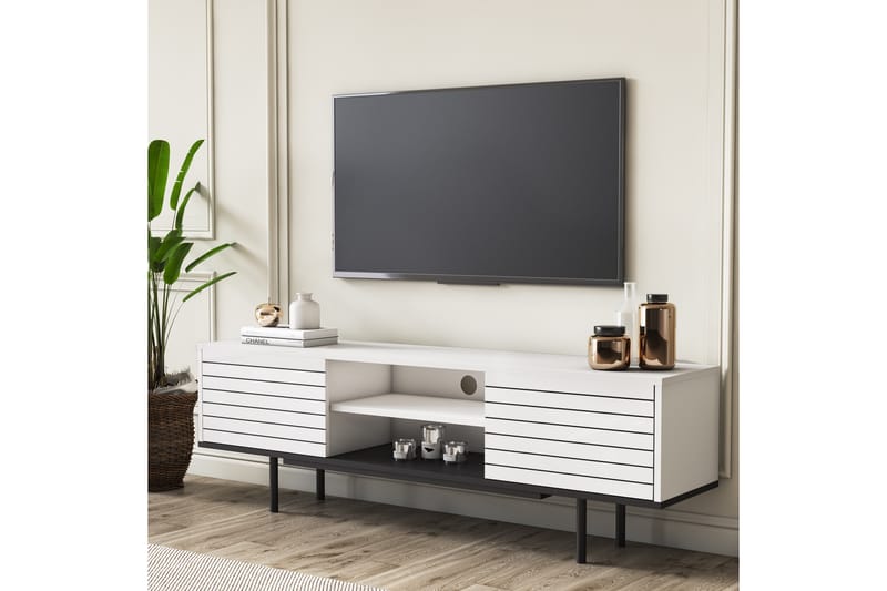 Ermita TV-bord 160 cm - Hvid/Sort - TV-borde