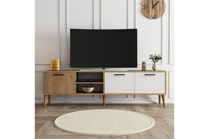Essexa Tv-bord 180x35 cm Brun/Hvid - Hanah Home - Møbler - TV borde & mediemøbler - TV-borde
