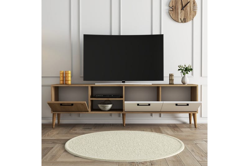 Essexa Tv-bord 180x35 cm Brun/Hvid - Hanah Home - Møbler - TV borde & mediemøbler - TV-borde