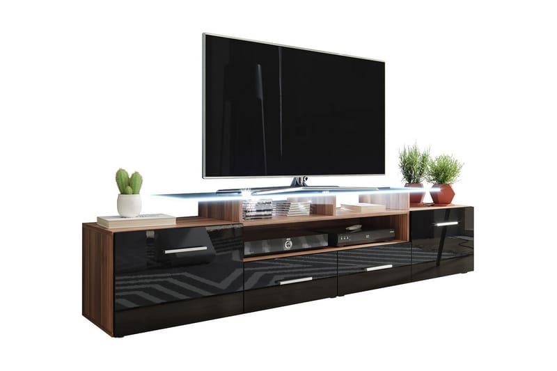 Evora TV-Bord 39x194 cm LED-belysning - Sort Højglans - Møbler - TV borde & mediemøbler - TV-borde