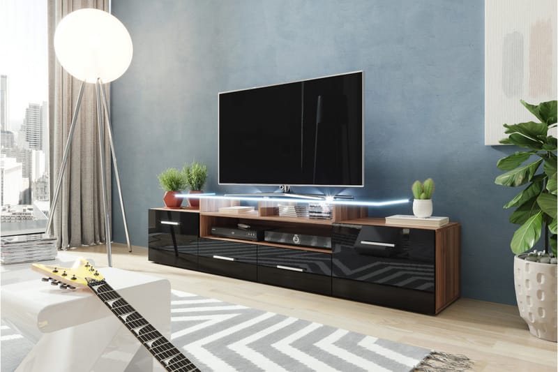 Evora TV-Bord 39x194 cm - Sort Højglans - Møbler - TV borde & mediemøbler - TV-borde