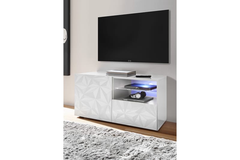 Fasett TV-bord 122 cm - Hvid - TV-borde