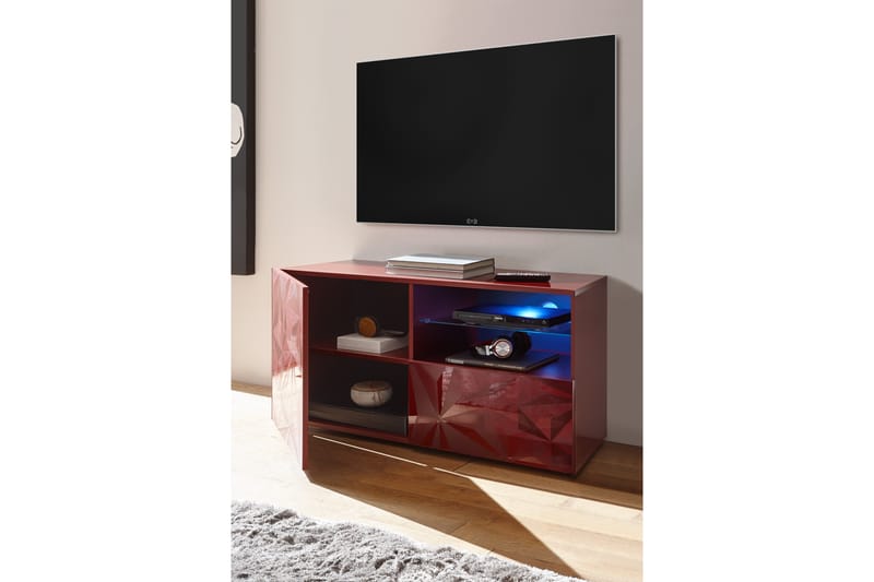Fasett TV-bord 122 cm - Rød - TV-borde