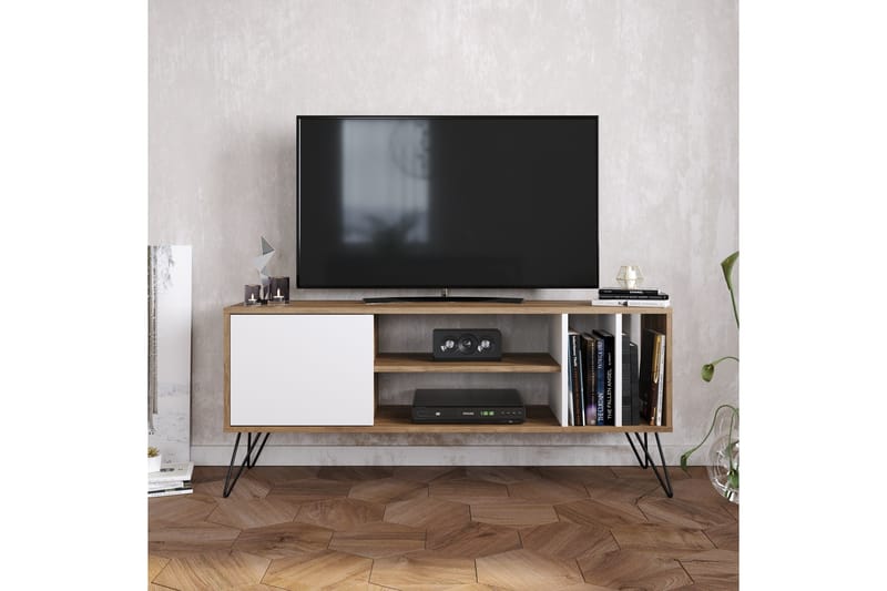 Ficociello TV-Bord 140 cm - Valnød|Sort|Hvid - TV-borde