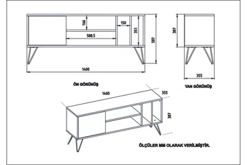 Ficociello TV-Bord 140 cm - Valnød|Sort|Hvid - Møbler - TV borde & mediemøbler - TV-borde