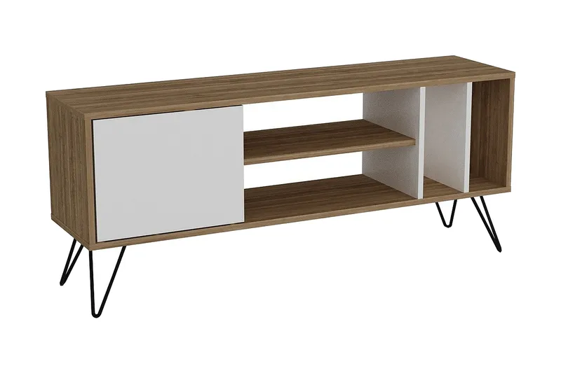 Ficociello TV-Bord 140 cm, Valnød|Sort|Hvid