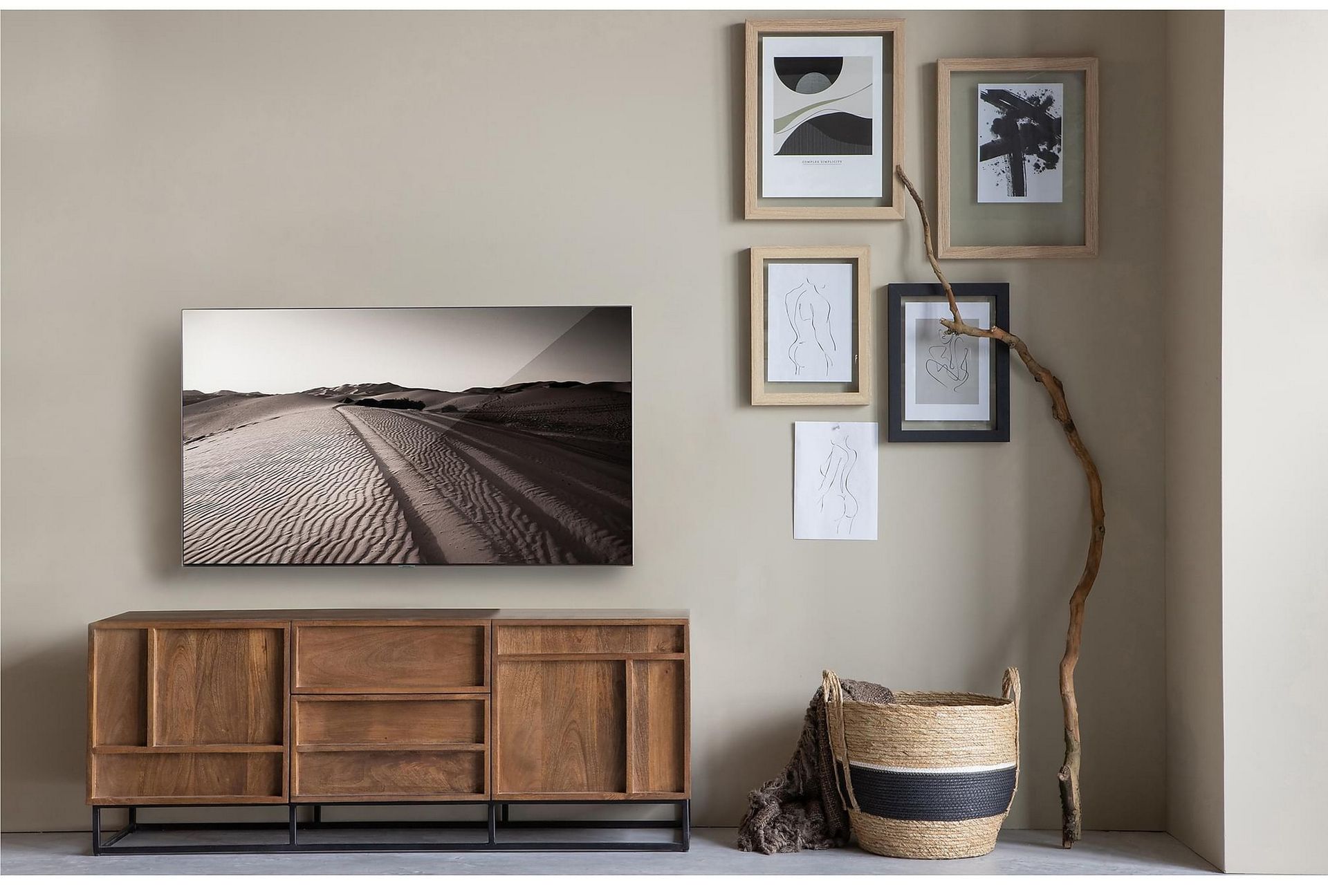 Forrestina TV-Bord 140 cm - Mangotræ/Beige - Møbler - TV borde & mediemøbler - TV-borde