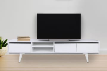 Fresenborg Gulvstående TV-bænk 180 cm med Opbevaring i Malet Træ - Hvid - Møbler - TV borde & mediemøbler - TV-borde