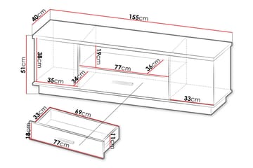 Fritstående Tv-bord 155 cm med Opbevaring i Eg - Beige - Møbler - TV borde & mediemøbler - TV-borde