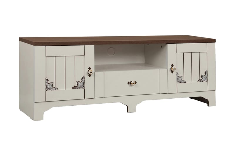 Gaszpar TV-Bord 140 cm - Hvid/valnød - Møbler - TV borde & mediemøbler - TV-borde