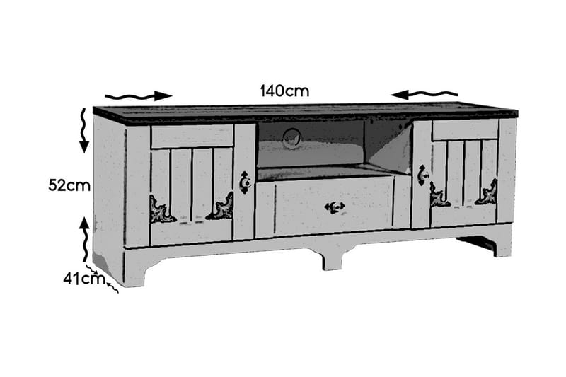 Gaszpar TV-Bord 140 cm - Hvid/valnød - TV-borde