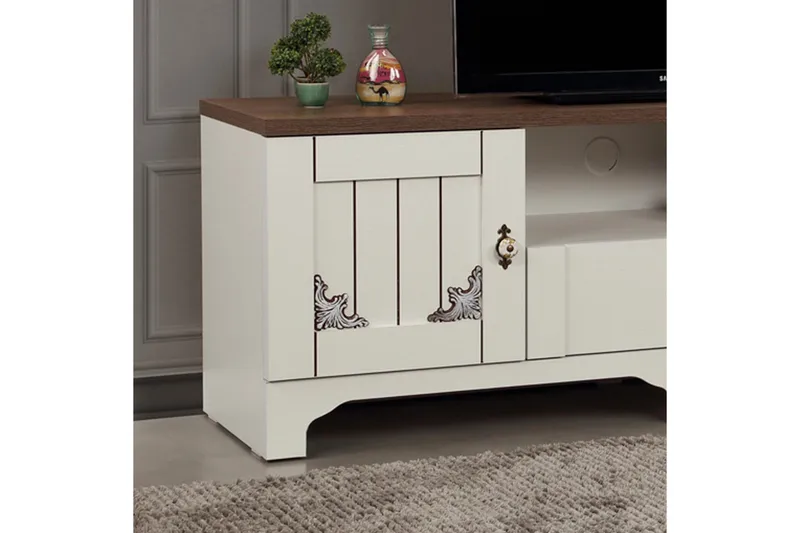 Gaszpar TV-Bord 140 cm - Hvid/valnød - Møbler - TV borde & mediemøbler - TV-borde