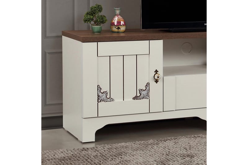 Gaszpar TV-Bord 140 cm - Hvid/valnød - Møbler - TV borde & mediemøbler - TV-borde