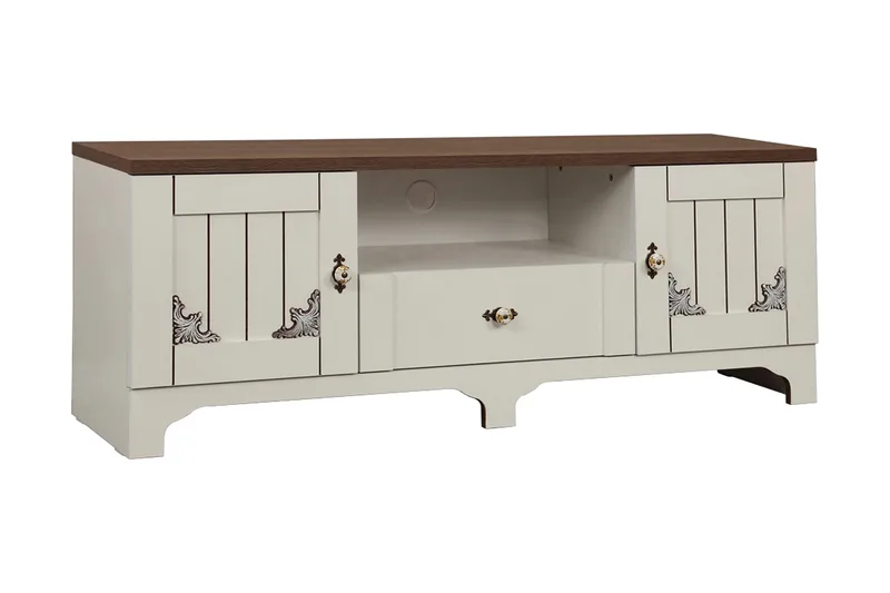 Gaszpar TV-Bord 140 cm, Hvid/valnød