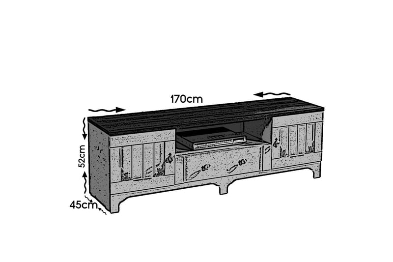 Gaszpar TV-Bord 170 cm - Hvid/valnød - TV-borde