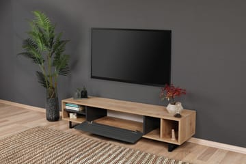 Gersby Gulvstående TV-bænk 160 cm med Opbevaring i Lyst Træ - Grå|Beige - Møbler - TV borde & mediemøbler - TV-borde