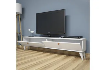 Gersby Gulvstående TV-bænk 160 cm med Opbevaring i Malet Træ - Hvid - Møbler - TV borde & mediemøbler - TV-borde