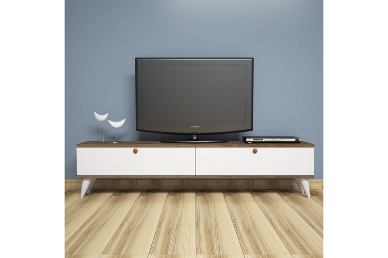 Gersby TV-Bord 160 cm - Hvid/brun - TV-borde