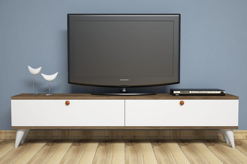 Gersby TV-Bord 160 cm - Hvid/brun - TV-borde