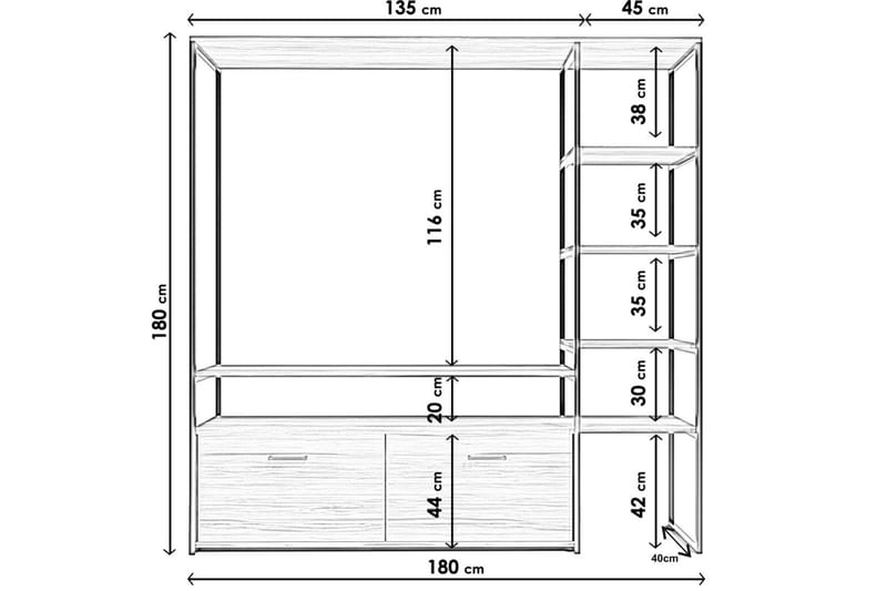 Gilzes TV-Bord 180 cm - Valnød - TV-borde