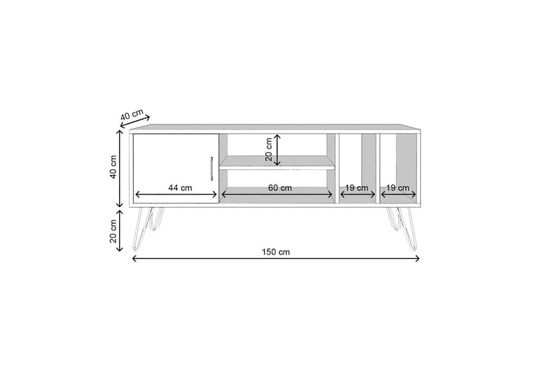 Grootland TV-bord 150 cm - Sort/Brun - TV-borde